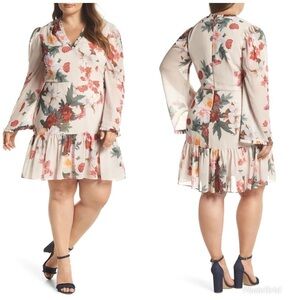 Cooper St Rosa Floral Chiffon Ruffle Hem Dress 16
